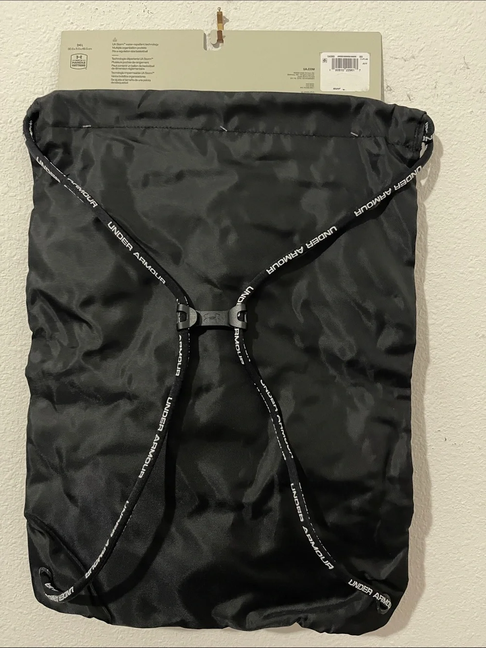 Under Armour Drawstring Backpack in Black and Grey